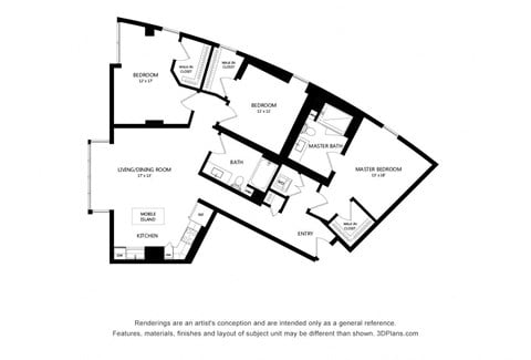 Floor plan for 3 beds, 2 baths, 1476 sqft